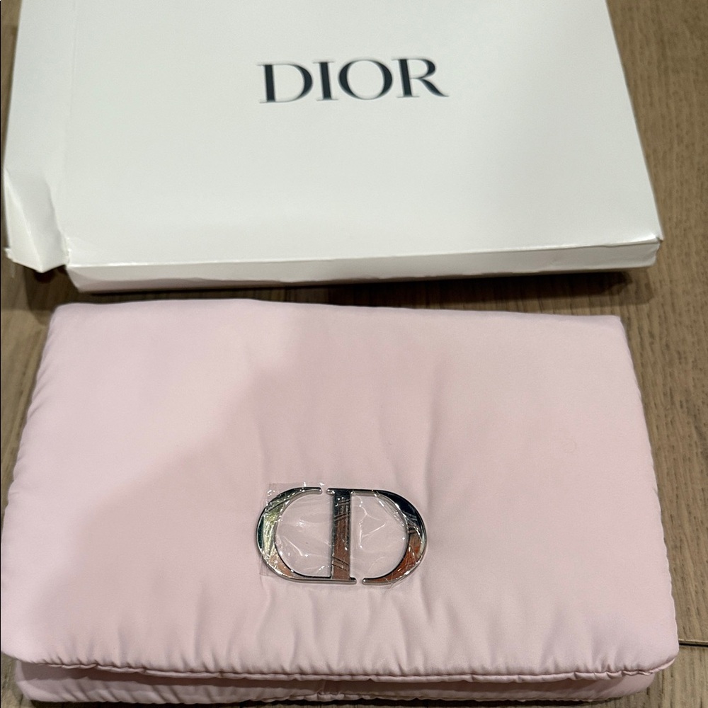 Dior Soft Pink Clutch with Silver Logo - Picture 1 of 7